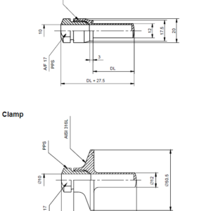 Sanitary Pockets for Thermometers with Clamp Type ISO2852